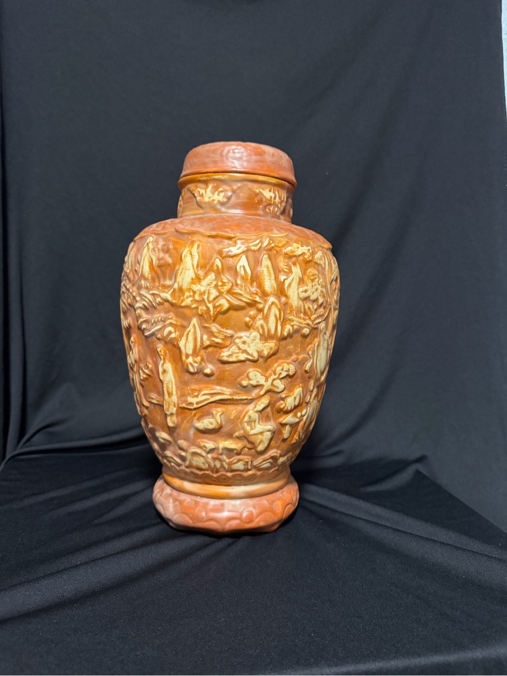 Vintage Arnels Ginger Jar Vase in cinnabar Orange